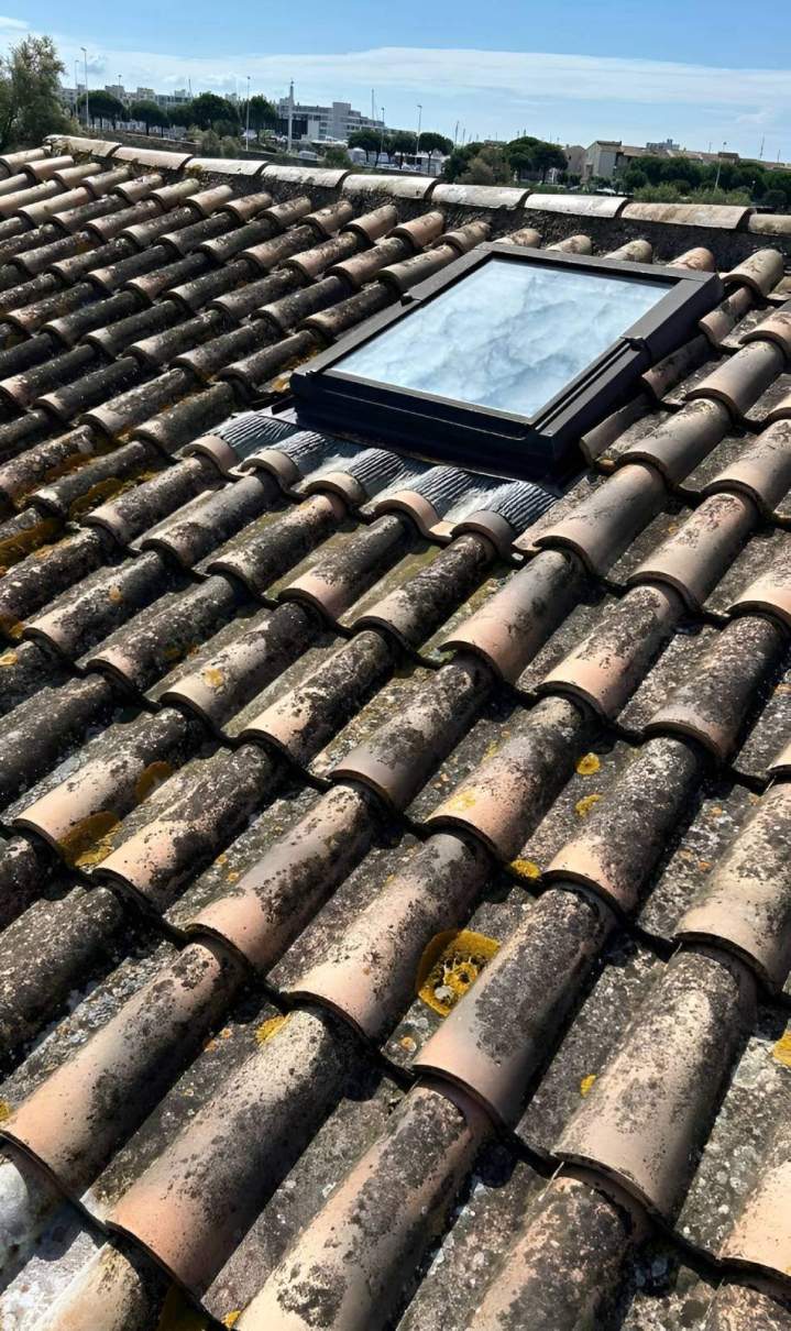 Toiture en tuiles traditionnelles à démousser Montpellier